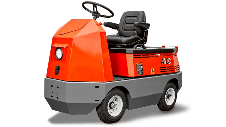 Orange utility tow tractor