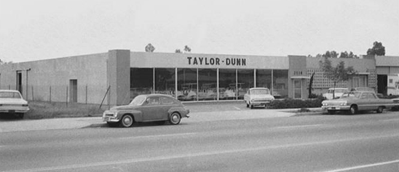 black and white photo of Taylor Dunn store front in 1951