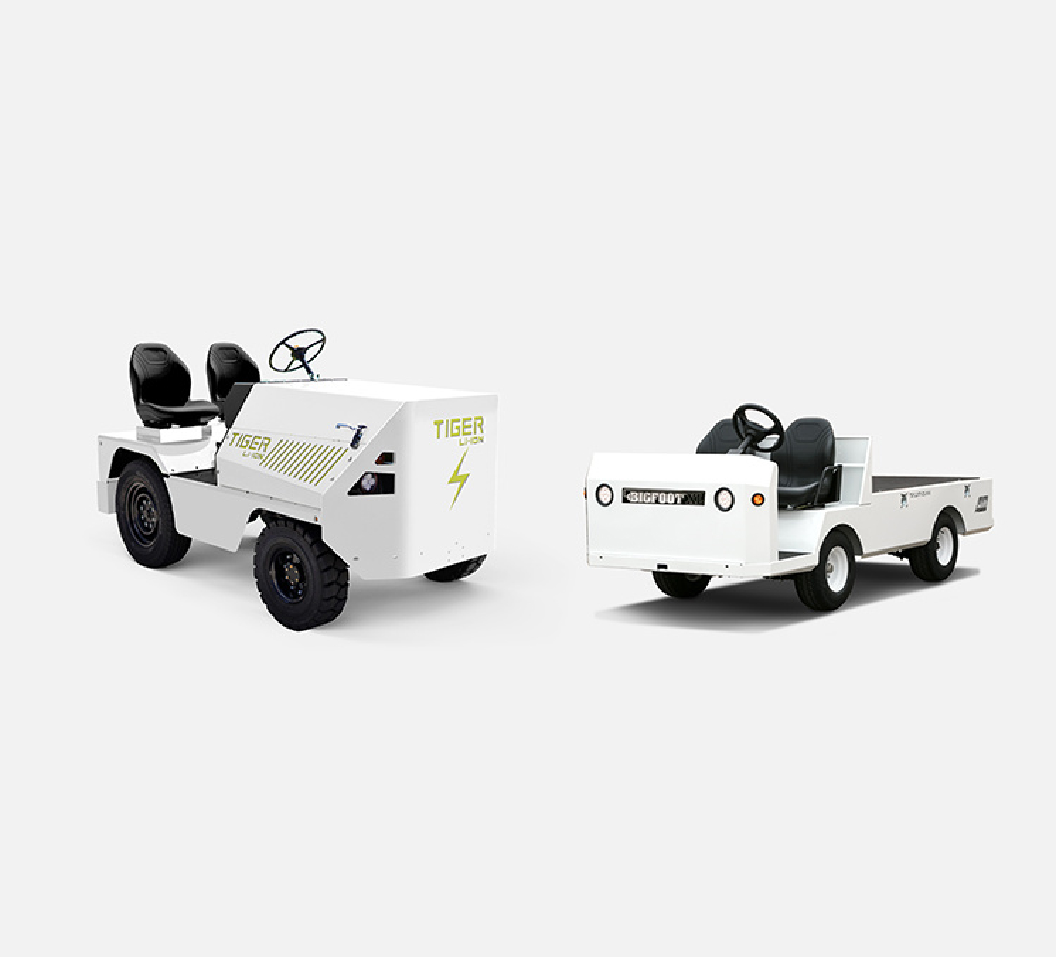 2 utility vehicles: one larger the 